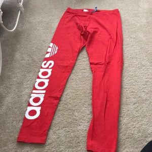 Red adidas yoga pants